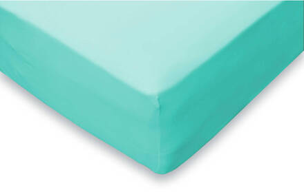 Hoeslaken Jersey Katoen Stretch 35cm Hoge Hoek - aqua 120/130/140x200cm - Twijfelaar - 2 Persoons