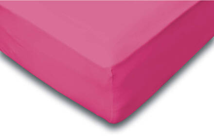 Hoeslaken Jersey Katoen Stretch 35cm Hoge Hoek - fuchsia 120/130/140x200cm - Twijfelaar - 2 Persoons