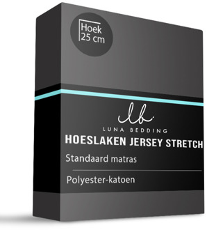 Hoeslaken - Jersey Stretch - 80x200cm - Zwart - Luna Bedding - Dekbed-Discounter.nl - 80/90 x 200 cm