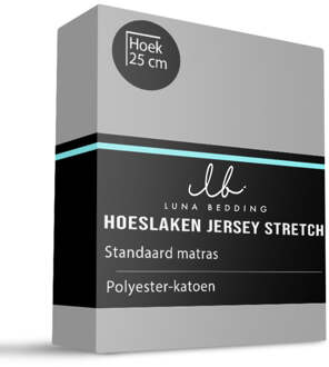 Hoeslaken - Jersey Stretch - Grijs - 80x200cm - Grijs - Luna Bedding - Dekbed-Discounter.nl