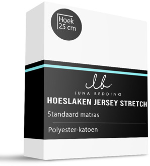 Hoeslaken - Jersey Stretch - Wit - 160x200cm - Wit - Luna Bedding - Dekbed-Discounter.nl - 160 x 200 cm