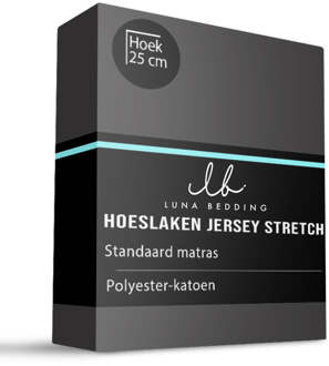 Hoeslaken - Jersey Stretch - Zwart - 180x200cm - Zwart - Luna Bedding - Dekbed-Discounter.nl