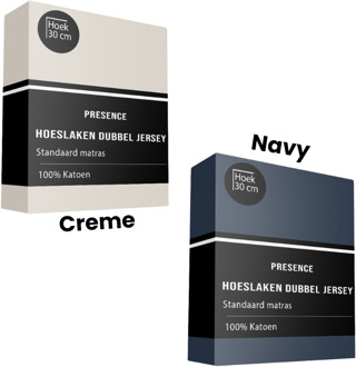 Hoeslaken - Katoen Dubbel Jersey - 180x200cm - Creme - Presence - Dekbed-Discounter.nl - 180 x 200/210 cm