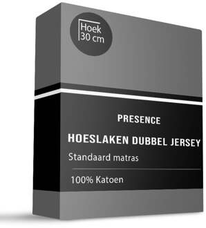 Hoeslaken - Katoen Dubbel Jersey - Antraciet - 140x200cm - Antraciet - Presence - Dekbed-Discounter.nl - 140 x 200/210 cm