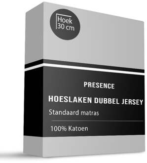 Hoeslaken - Katoen Dubbel Jersey - Lichtgrijs - 160x200cm - Grijs - Presence - Dekbed-Discounter.nl - 160 x 200/210 cm