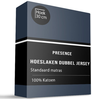 Hoeslaken - Katoen Dubbel Jersey - Navy - 100x200cm - Blauw - Presence - Dekbed-Discounter.nl - 100/120 x 200/210 cm