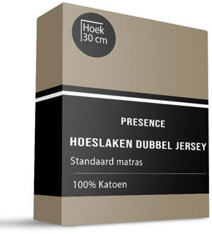 Hoeslaken - Katoen Dubbel Jersey - Truffel - 140x200cm - Truffel - Presence - Dekbed-Discounter.nl