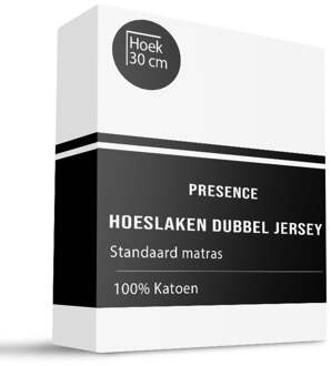 Hoeslaken - Katoen Dubbel Jersey - Wit - 160x200cm - Wit - Presence - Dekbed-Discounter.nl