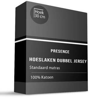 Hoeslaken - Katoen Dubbel Jersey - Zwart - 160x200cm - Zwart - Presence - Dekbed-Discounter.nl
