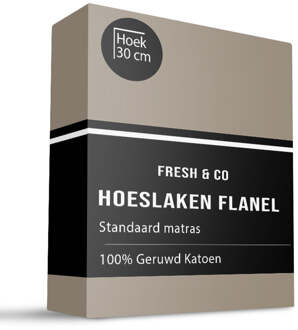 Hoeslaken Katoen Flanel - 160x200cm - Truffel - Fresh And Co - Dekbed-Discounter.nl - 160 x 200 cm
