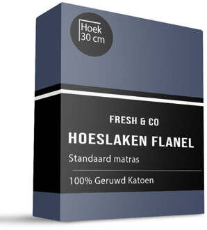 Hoeslaken Katoen Flanel - 180x210cm - Navy - Fresh And Co - Dekbed-Discounter.nl - 180 x 210/220 cm