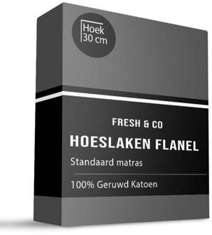 Hoeslaken - Katoen Flanel - Antraciet - 90x200cm - Antraciet - Fresh And Co - Dekbed-Discounter.nl - 90 x 200 cm
