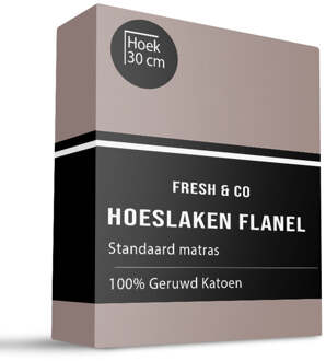 Hoeslaken Katoen Flanel - Taupe - 90x200cm - Taupe - Fresh And Co - Dekbed-Discounter.nl - 90 x 200 cm