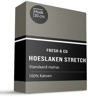 Hoeslaken - Katoen Jersey Stretch - Truffel - 180x200cm - Groen - Fresh And Co - Dekbed-Discounter.nl