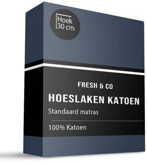 Hoeslaken - Katoen - Navy - 180x200cm - Blauw - Fresh And Co - Dekbed-Discounter.nl - 180 x 200 cm