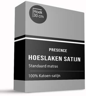 Hoeslaken - Katoen Satijn - 160x200cm - Zilver - Presence - Dekbed-Discounter.nl - 160 x 200 cm