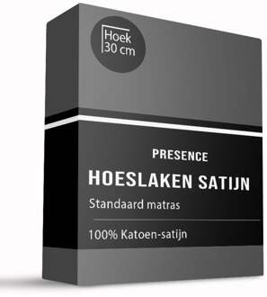 Hoeslaken - Katoen Satijn - 80x200cm - Antraciet - Presence - Dekbed-Discounter.nl