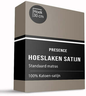 Hoeslaken - Katoen Satijn - Truffel - 90x210cm - Bruin - Presence - Dekbed-Discounter.nl