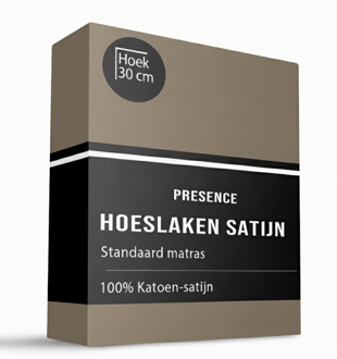 Hoeslaken Katoen Satijn Uni - Taupe - 90x200cm - Taupe - Presence - Dekbed-Discounter.nl - 90 x 200 cm
