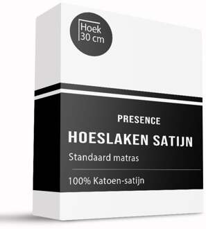 Hoeslaken - Katoen Satijn - Wit - 90x200cm - Wit - Presence - Dekbed-Discounter.nl - 90 x 200 cm