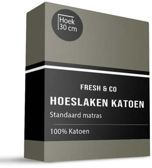 Hoeslaken - Katoen - Truffel - 140x200cm - Blauw & Groen - Fresh And Co - Dekbed-Discounter.nl - 140 x 200 cm
