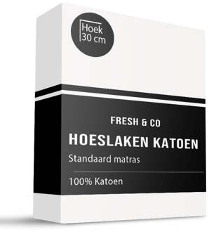 Hoeslaken - Katoen - Wit - 160x210cm - Wit - Fresh And Co - Dekbed-Discounter.nl - 160 x 210/220 cm