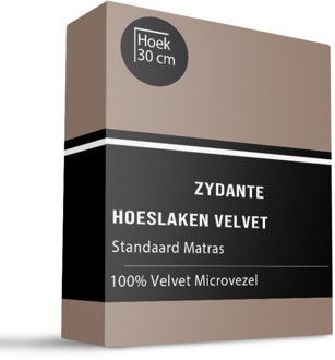 Hoeslaken Velvet - Taupe - 180x200cm - Zwart - Zydante - Dekbed-Discounter.nl
