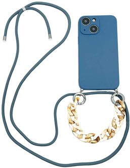 Høyde - iPhone 13 Mini - Telefoonhoes met koord + Kralenketting - Blauw