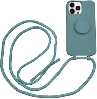 Høyde - iPhone 13 Pro Max - Telefoonhoes met koord + Socket houder - Donkergroen