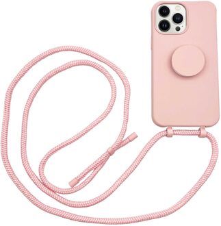 Høyde - iPhone 13 Pro Max - Telefoonhoes met koord + Socket houder - Roze