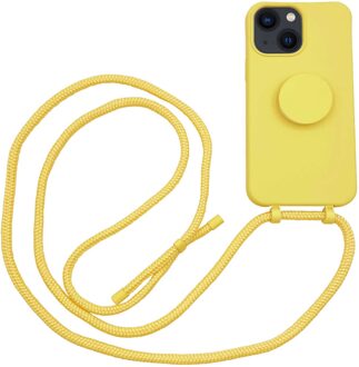 Høyde - iPhone 13 - Telefoonhoes met koord + Socket houder - Geel