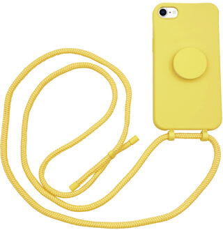 Høyde - iPhone SE (2022 / 2020) / 8 / 7 / 6(s) - Telefoonhoes met koord + Socket houder - Geel