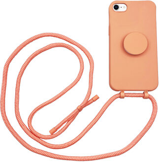 Høyde - iPhone SE (2022 / 2020) / 8 / 7 / 6(s) - Telefoonhoes met koord + Socket houder - Oranje