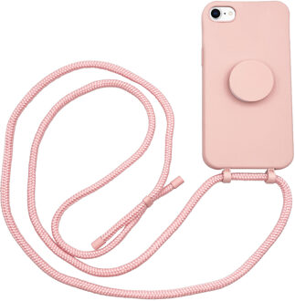 Høyde - iPhone SE (2022 / 2020) / 8 / 7 / 6(s) - Telefoonhoes met koord + Socket houder - Roze