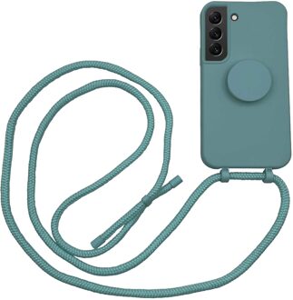 Høyde - Samsung Galaxy S22 Plus - Telefoonhoes met koord + Socket houder - Donkergroen