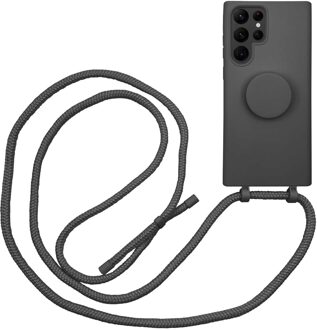 Høyde - Samsung Galaxy S22 Ultra - Telefoonhoes met koord + Socket houder - Zwart