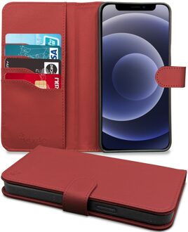 Høyde - Vegan lederen bookcase hoes - 100% Biologisch Afbreekbaar - iPhone 12 / 12 Pro - Rood