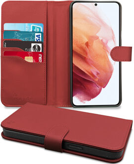 Høyde - Vegan lederen bookcase hoes - 100% Biologisch Afbreekbaar - Samsung Galaxy S21 Plus - Rood