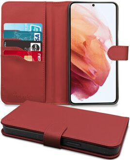 Høyde - Vegan lederen bookcase hoes - 100% Biologisch Afbreekbaar - Samsung Galaxy S21 - Rood