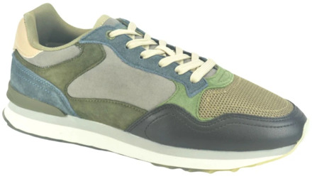 Hoff Blauw/Grijs/Khaki Runner N. - Stijlvolle Sneakers voor de Moderne Man Hoff , Blue , Heren - 42 Eu,40 Eu,41 EU