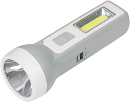 Hofftech Zaklamp oplaadbaar - grijs - kunststof - LED - camping - USB kabel