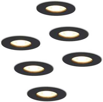 Hofronic 6x Bari - LED Inbouwspots Badkamer IP65 Zwart
