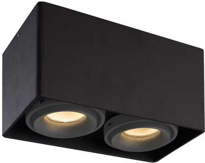 HOFTRONIC™ LED opbouwspot - Zwart/Grijs - Rechthoek - Duo - Dimbaar en Kantelbaar - GU10 5W - Plafondspot Esto - 2700K