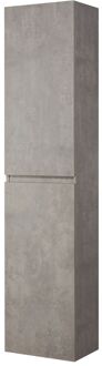 Hoge Badkamerkast Napoli 40cm - Betongrijs - Met 2 Deuren - 40x176x30cm