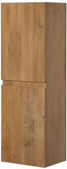 Hoge Badkamerkast Napoli 40cm - Natuur Eik Houtlook - Met 2 Deuren - 40x120x30cm