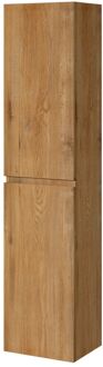 Hoge Badkamerkast Napoli 40cm - Natuur Eik Houtlook - Met 2 Deuren - 40x176x30cm