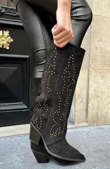 Hoge Boots Met Gouden Studs Zwart