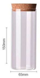 Hoge Borosilicaatglas Luchtdichte Potten Rechte Thee Blikjes Gedroogd Fruit Snacks Opslag Flessen Snoep Met Kurk 65x150mm