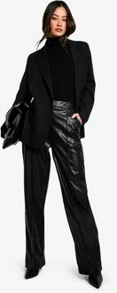 Hoge Broek Met Rechte Pijpen In Namaakleer, Black - 18/34L