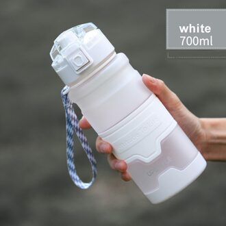 Hoge Capaciteit Sport Water Fles Outdoor Reizen Draagbare Lekvrij Drinkware Plastic Fitness Protein Shaker Fles wit-700ml